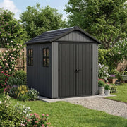 Newton 7’x7.5’ Plus Side Entry Plastic Shed Dark Grey