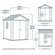 Newton 7’x7.5’ Plus Side Entry Plastic Shed Dark Grey